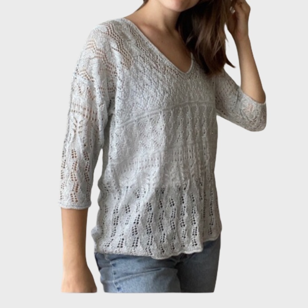 CALYPSO St. Barth pointelle v neck sweater